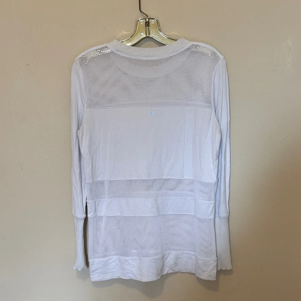 ALO Yoga White Long Sleeve Mesh Top